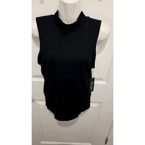 Lily Morgan Sleeveless Turtleneck Tank Top Sweater Black Ribbed Size LARGE NWT